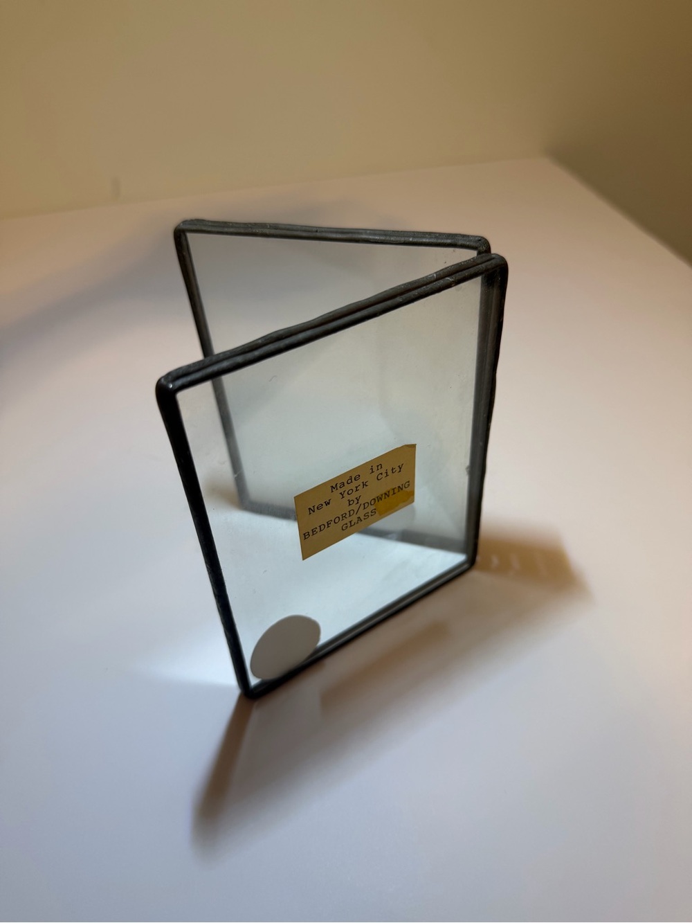 Vintage Bedford Downing Glass Double Hinged Frame NYC MCM Clear Art Glass